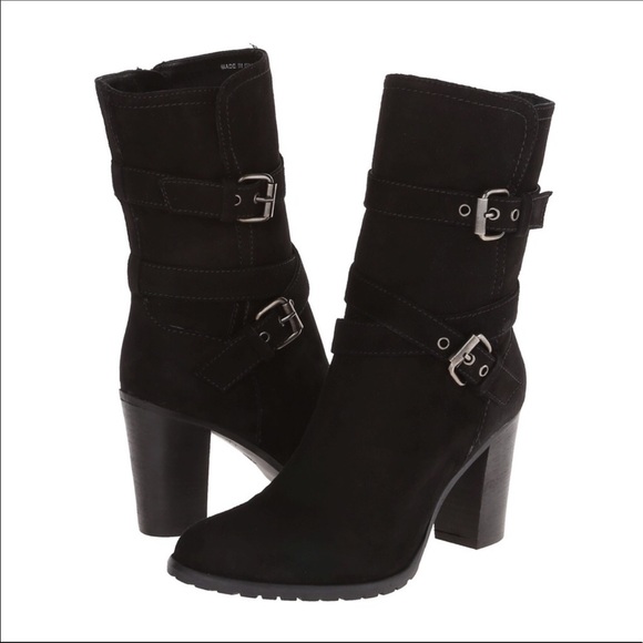 Genuine Suede Engineer Block Heeled Combat Boots - Picture 15 of 16